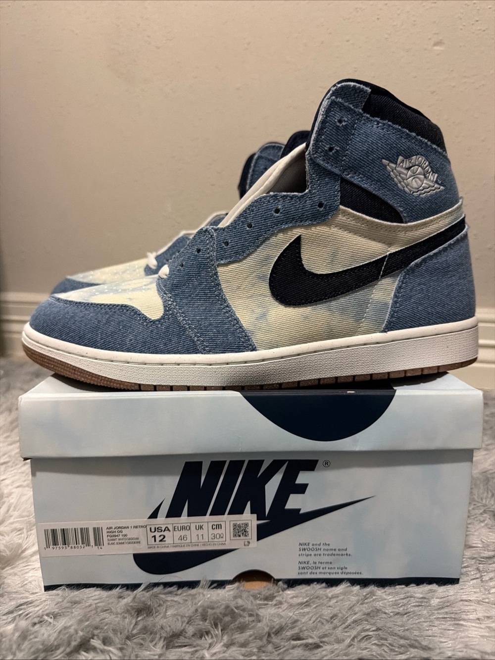 Air Jordan 1 Retro High OG Denim Mens Size 12 FQ2947-100